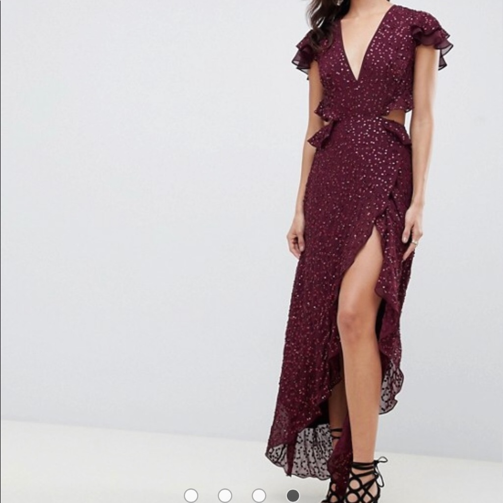 Long Maroon Sequined Dress